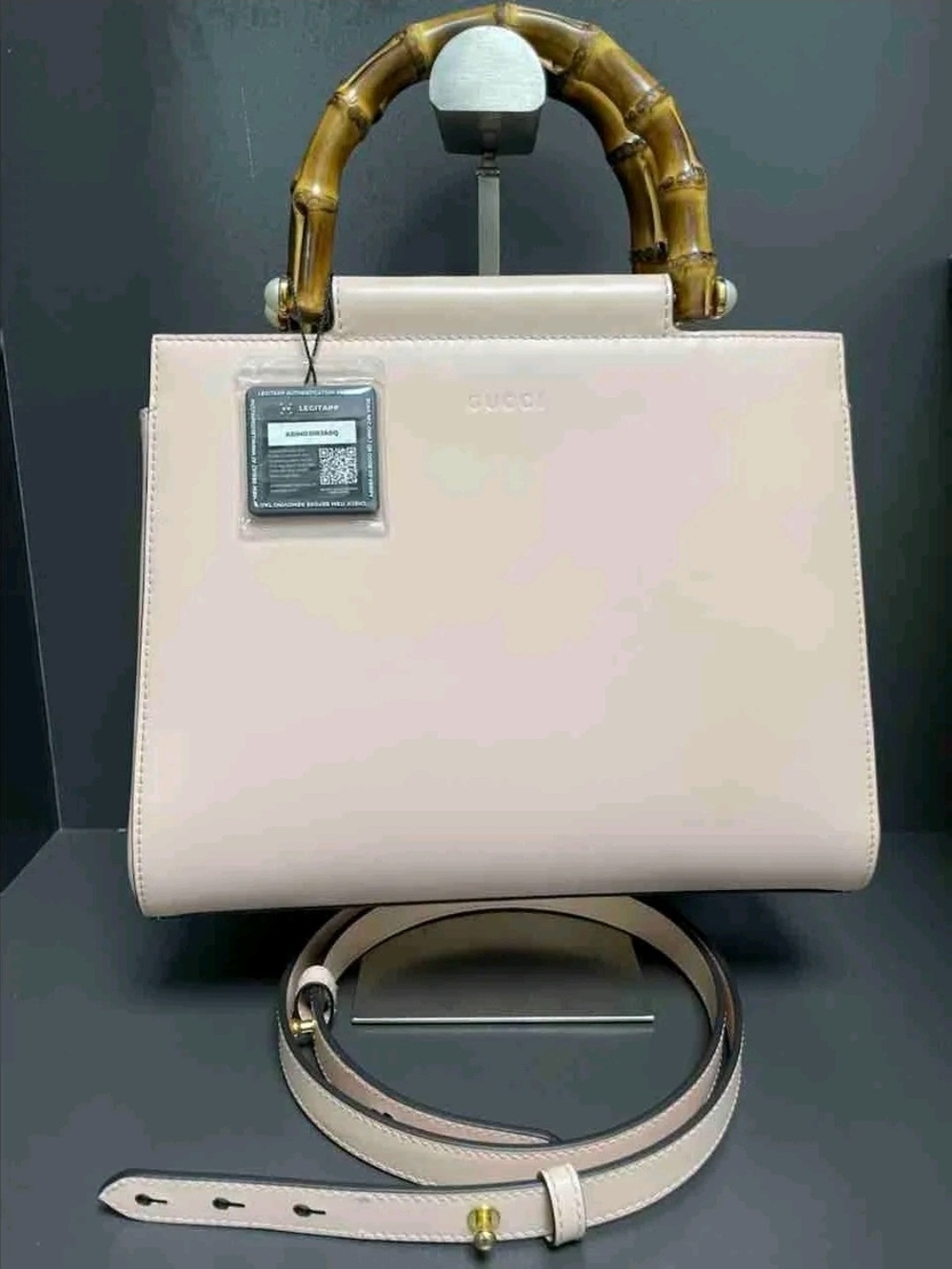 Gucci Pale Pink Leather Top-Handle Satchel with Bamboo Handle